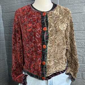 Vintage 90’s Robin Originals Artsy Chenille Button Up Cardigan